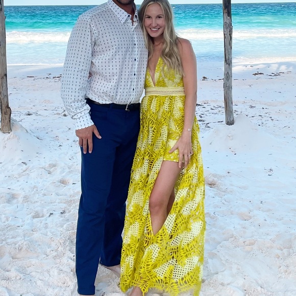 ASOS EDITION cutwork embroidered palm dress with maxi overlay - Picture 3 of 3